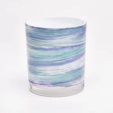 الصين Colorful printing glass candle jars 10oz candle holder الصانع