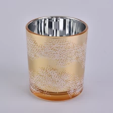 China Copper color glass candle holders with silk screen printing Hersteller