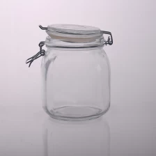 China Recipiente de armazenamento de cristal do frasco do vidro do açúcar da fruta do alimento com tampa do grampo fabricante