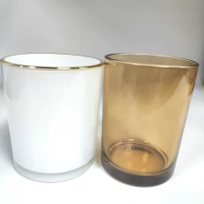Chiny Custom Glass Candle Jar With Gold Rim producent