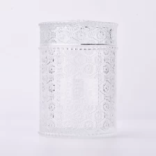 中国 カスタムモダン741mlガラスキャンドルジャー蓋花パターンキャンドル容器を大きくします メーカー