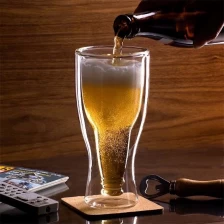 中国 定制颠倒双层玻璃啤酒杯批发 制造商