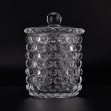 China Customized 9.5 OZ pitted glass candle jar clear glass candle jar with lid manufacturer