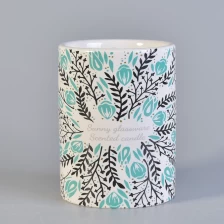 الصين cylinder ceramic candle jars with printing for Spring الصانع