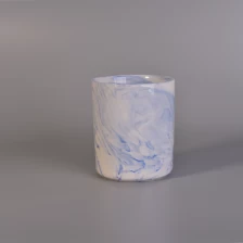 Chine Décoration populaire de bougeoir en céramique bleu modèle de marbre de cylindre fabricant