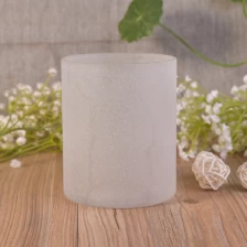 China Cylinder Straight Walled Vertical Sandblasted Glass Candle Holders manufacturer