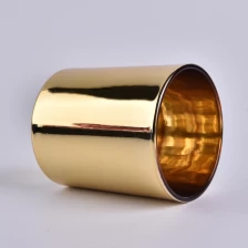 China Cylinder glass candle jar electroplating gold color manufacturer