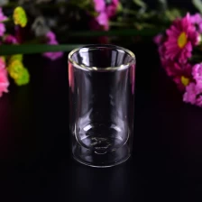 China Cylinder round clear borosilicate double wall glass cup manufacturer