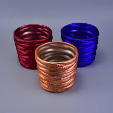 China Decorative Banded Shining Colorful Coating Cylinder Ceramic Candle Holder manufacturer