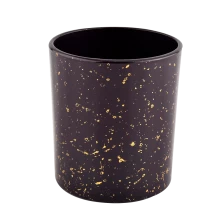 China Decorative gold printing black glass candle jars wholesale fabricante
