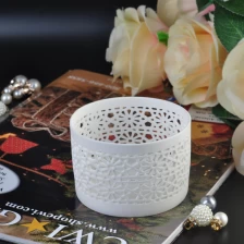 China Delicate Hollow- out Embroidery Tealight Ceramic Candle Holder manufacturer