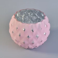 porcelana Diamond Shaped Matte Pink Painted Glass Candle Holders fabricante
