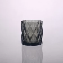 China Diamond pattern engraved glass candle holder manufacturer