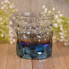 China Dimpled Nail Debossed Glass Candle Holders with Gradient Ion Plating manufacturer
