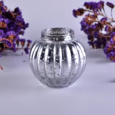 China Electroplated Mercury Pumpkin Shaped Glass Candle Holder for Home Decoration manufacturer