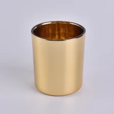 China Electroplating gold glass candle jar 12oz volume glass container manufacturer