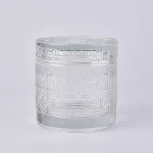 Chine Embossez modèle 10oz bougeoir en verre de remplissage avec couvercle fabricant