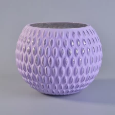 China Embossed pattern ball shape purple glass candles vase manufacturer