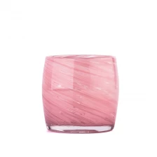 China Empty Handmade Colorful glass vessel Large Cylinder Pinnk Glass Candle Jars manufacturer