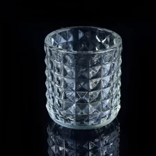 China Exquisite diamond design glass candle holders for decor manufacturer
