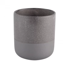 China Factory direct sales cream grey matte ceramic candle pot making container manufacturer