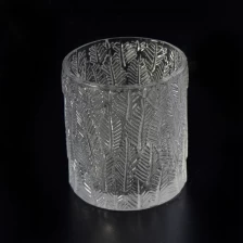 China Fancy leaf embossed crystal clear glass votive candle holder manufacturer