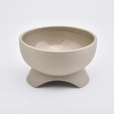 porcelana Patatas de cerámica de arena mate con patas Portavelas de cerámica Ventas al por mayor fabricante