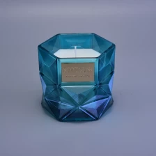 China Glass Candle Jars with Polygon Design for Home Decor Scented Candles manufacturer