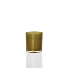 China Glass candle holder with golden glitter manufacturer
