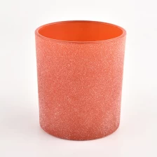 China Glass candle holders orange frosted and glass candle jars manufacturer