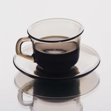 China Kaca cawan kopi dengan piring pengilang