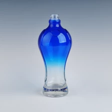China glass wine bottle with blue spray color manufacturer