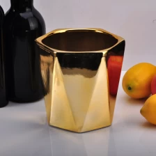 China Goldfarbe hexagonal Keramik Glas Kerze Hersteller