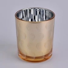 China Gold glass candle jar with printing manufacturer