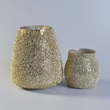 China Gold glitter painted candle glass jars wholesale for Christmas manufacturer