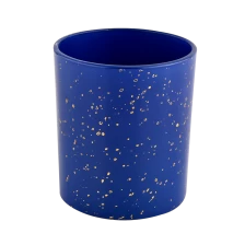 China Golden blue glass jar candle vessel for gift in bulk Hersteller