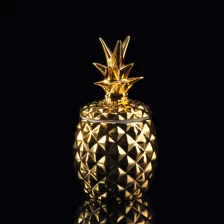 China Goldene eletroplating Kerzenhalter pinapple Kerze Glas mit Deckel Hersteller