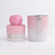 China Allmählicher Veränderung Pink Glass Kerzenhalter mit Aromatherapie Reed Diffusor Flasche Geschenk Hersteller