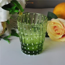 China Green Color Mouth Blown Glass Candle Jar manufacturer