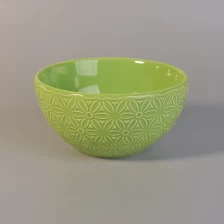 Cina Ciotola di ceramica in rilievo di colore verde per la decorazione domestica produttore
