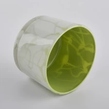 Cina Barattoli di candela in vetro verde con esterno satinato bianco produttore