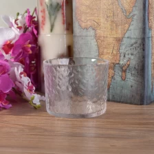 China Hammered transparent cylinder glass container for candles manufacturer
