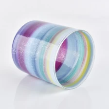 China Frascos de vidro da vela do cilindro colorido da pintura da mão fabricante