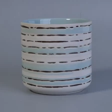 porcelana La línea blanca azul hecha a mano pintó el tarro de cerámica de la cera de soja del envase fabricante