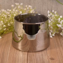 China Hand made special big bottom small top silver plating glass candle jar manufacturer