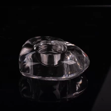 China Heart shape transparent Machine made glass tealight holder manufacturer