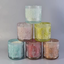 China High Qulaity Rose Textured Glass Candle Jars Wholesale manufacturer
