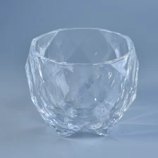 China High White Crystal Diamond Shaped Glass Candle Holders manufacturer