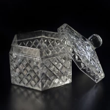 Chiny Wysokie Białe Luksusowe Hexagonal szklane świeczniki z pokrywkami producent
