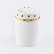 China High end luxury ceramic candle holder with carving decoration manufacturer